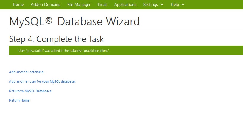 database created