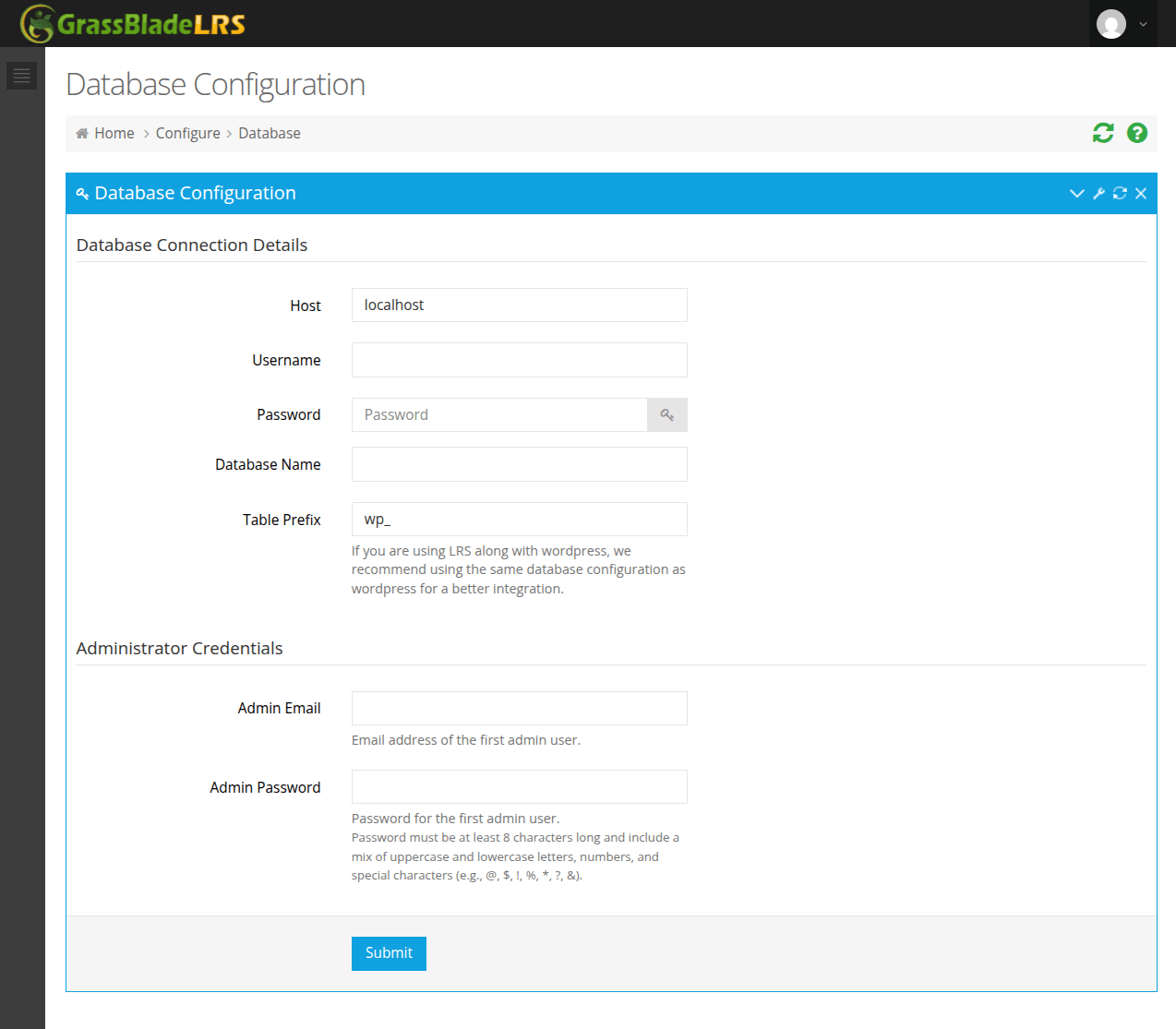 Database and Administrator Configuration