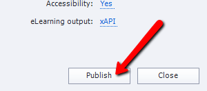 Adobe Captivate publish button image.