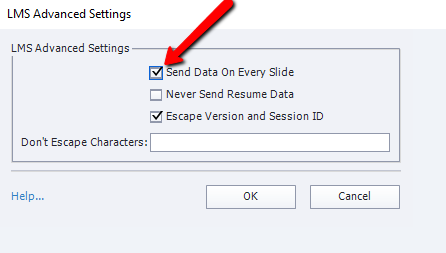 adobe captivate LMS advanced settings.