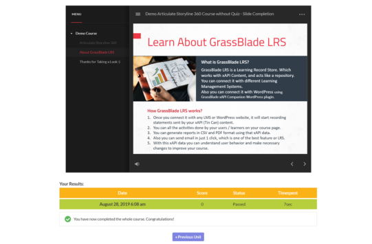 Experience API for LearnPress Lesson page example
