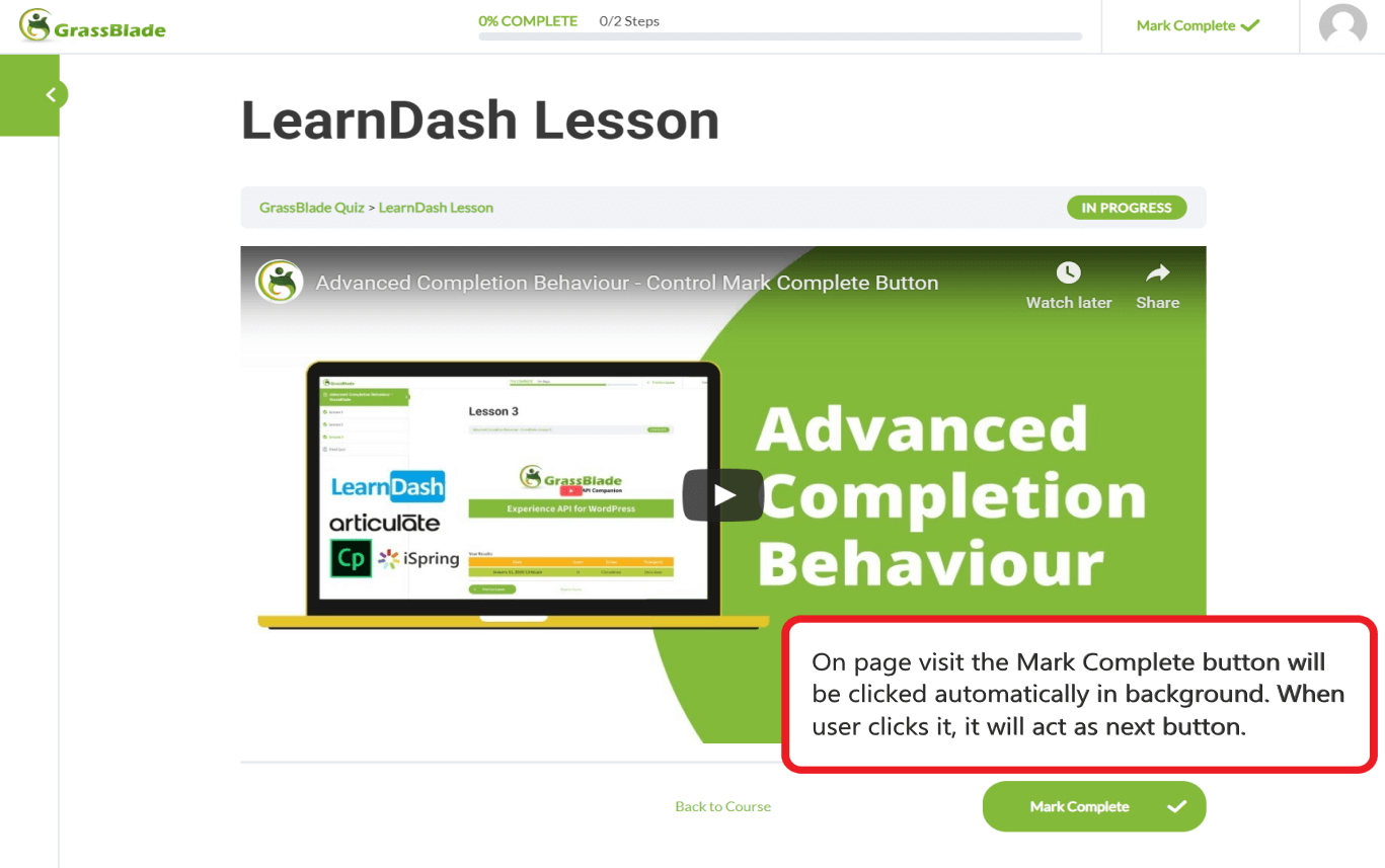 Autocomplete LearnDash Lesson & Topic