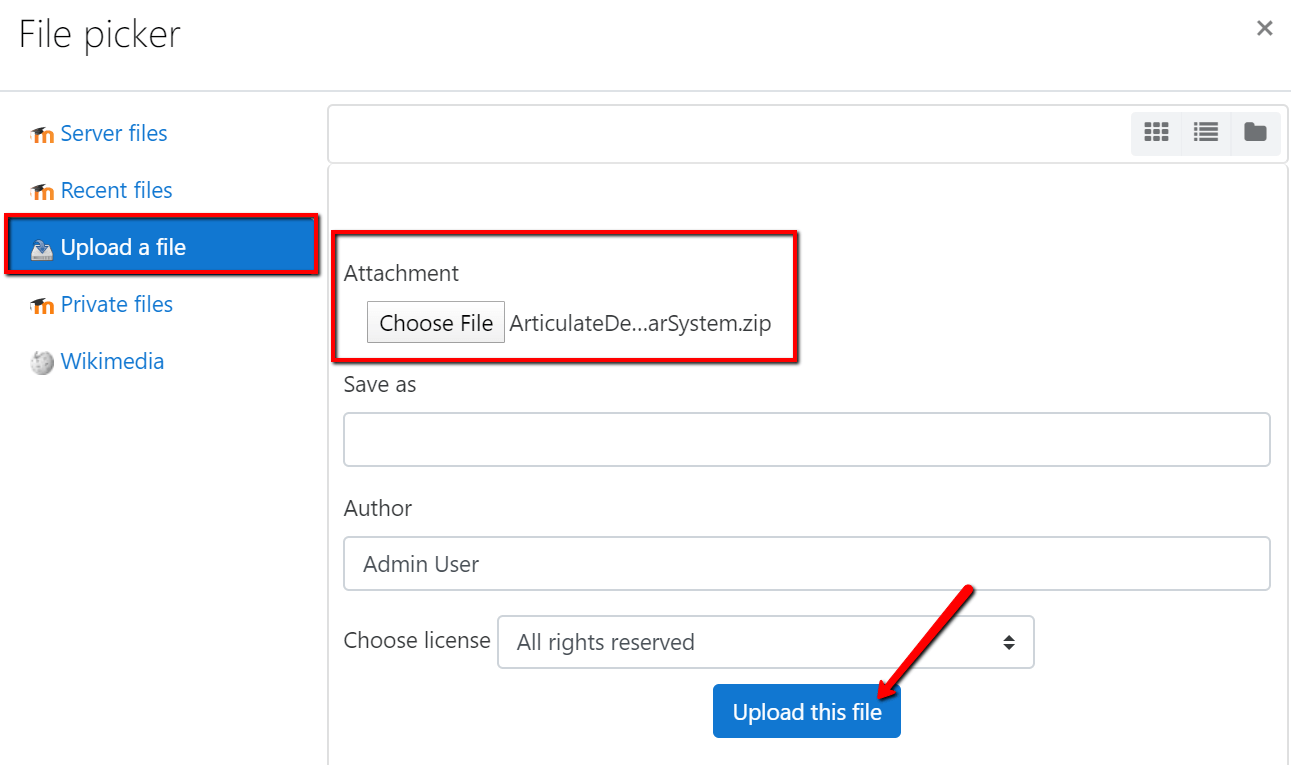 moodle scorm package manual upload