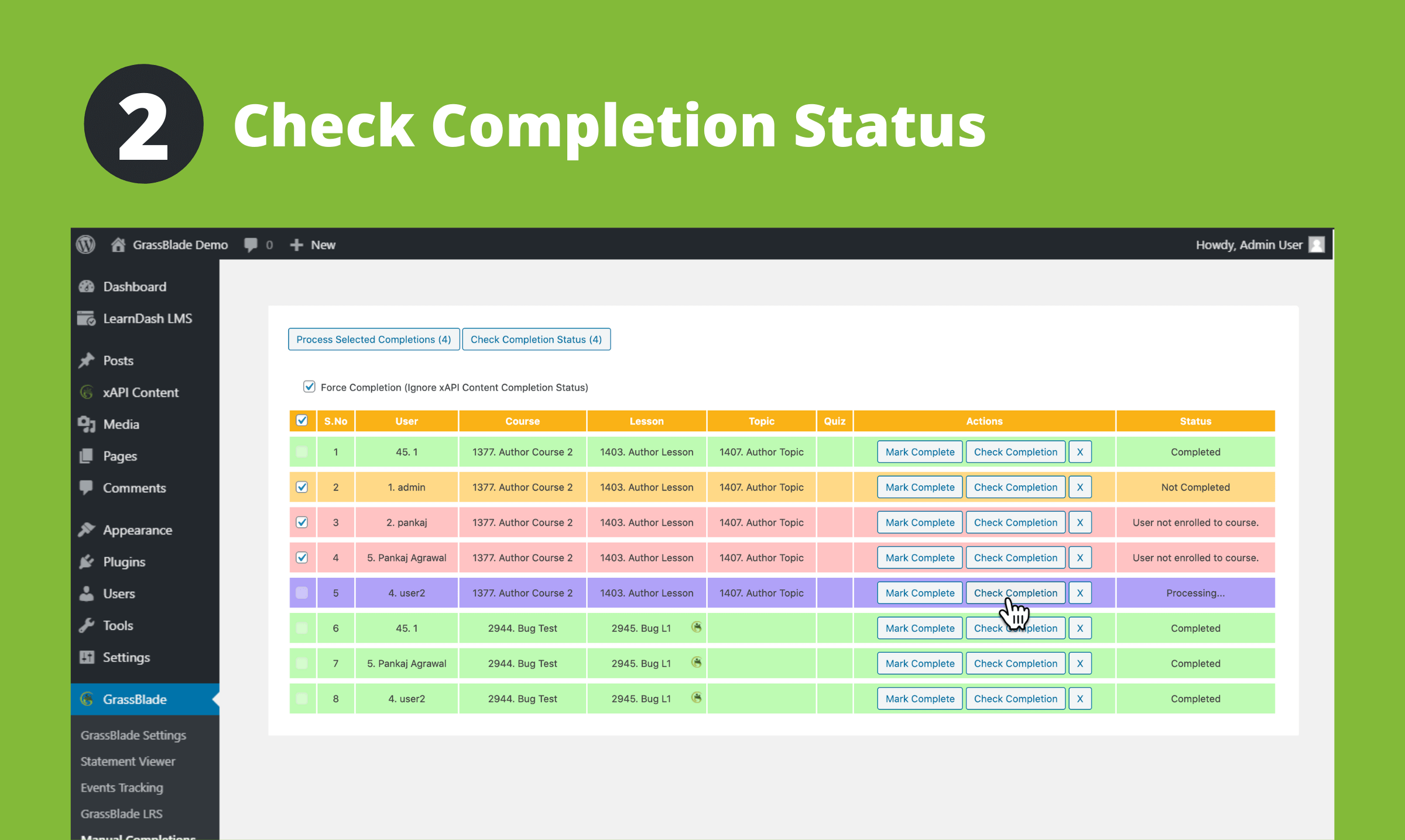 Manual Completions for LearnDash Completion Status