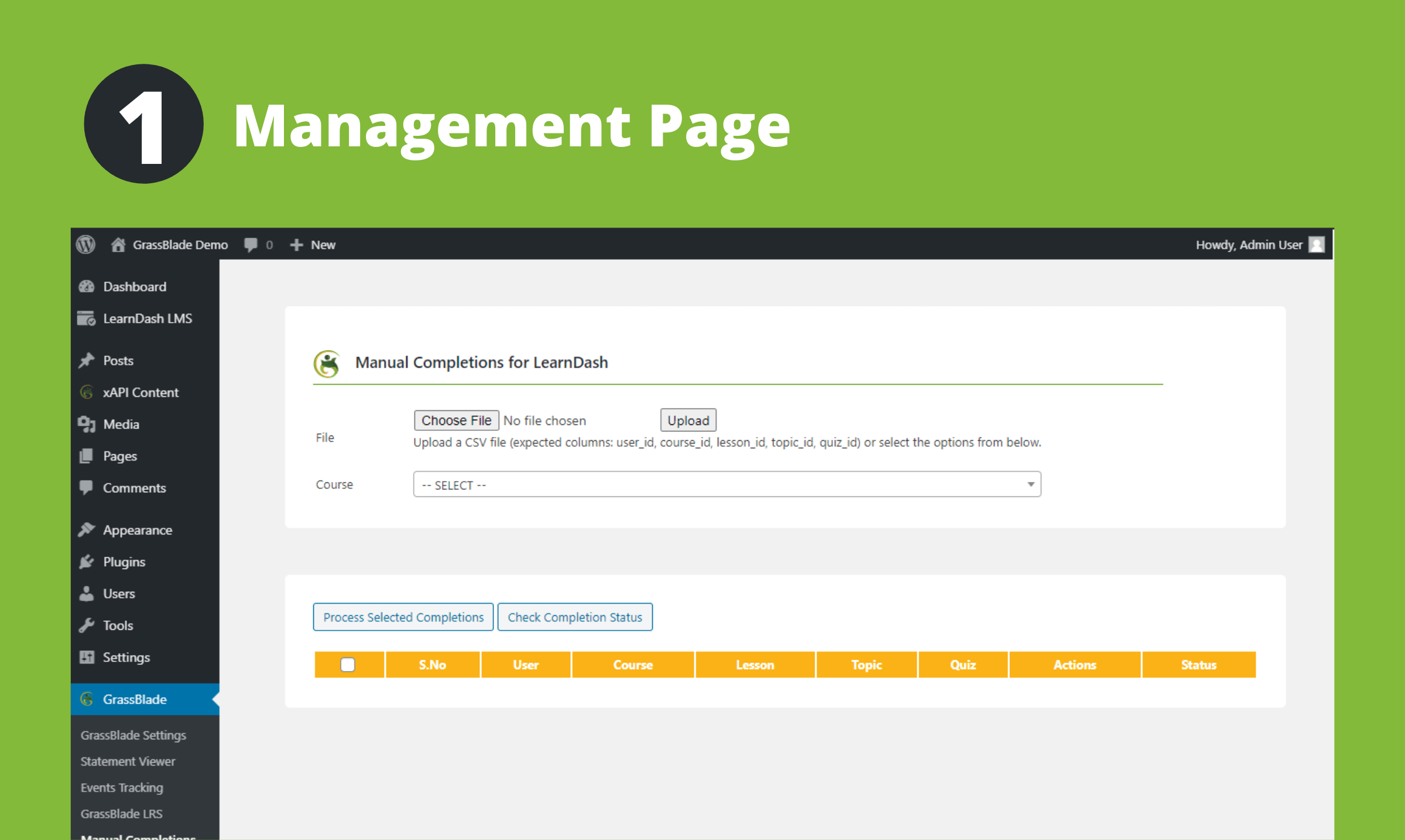 Management page
