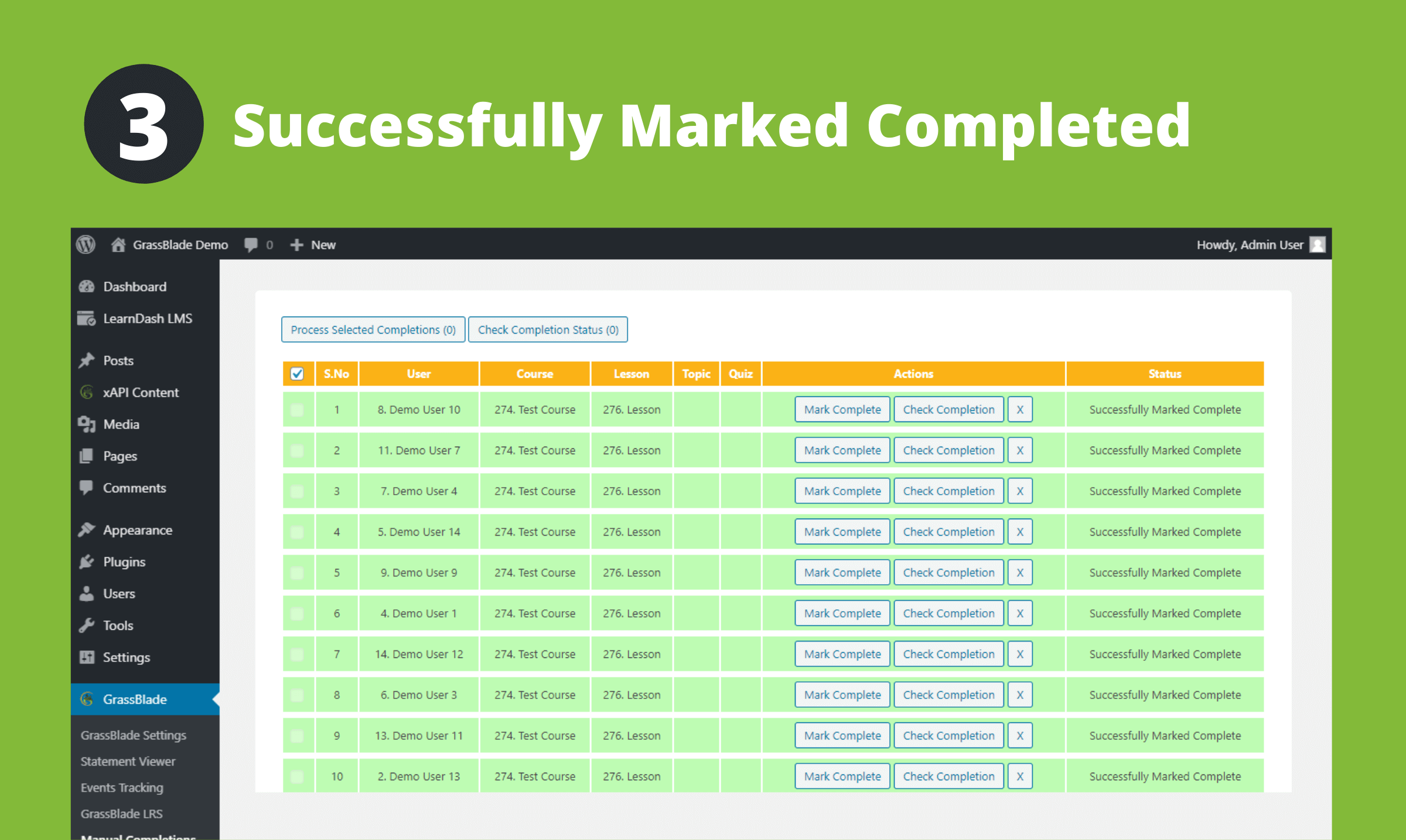 marked complete status