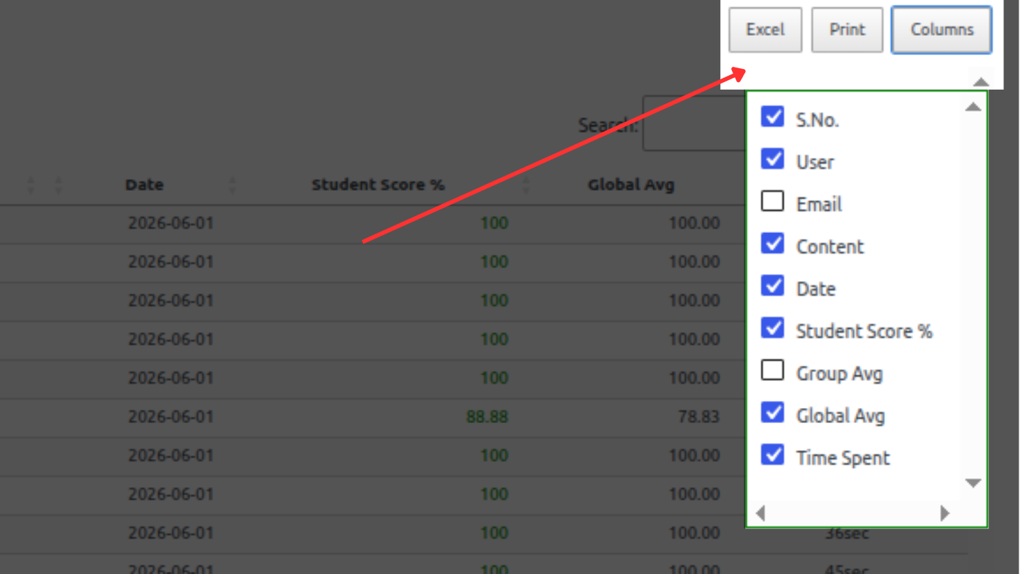 Action Buttons in Reports