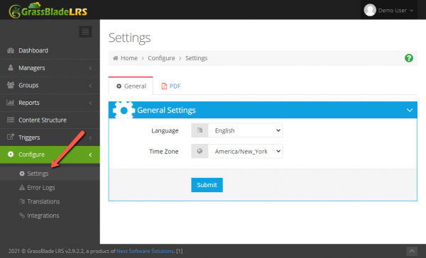 Set Language & Time Zone in LRS - Next Software Solutions
