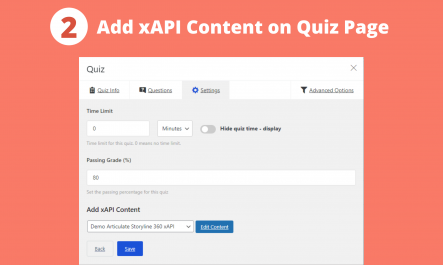 Add xAPI Content to Tutor LMS quiz page.