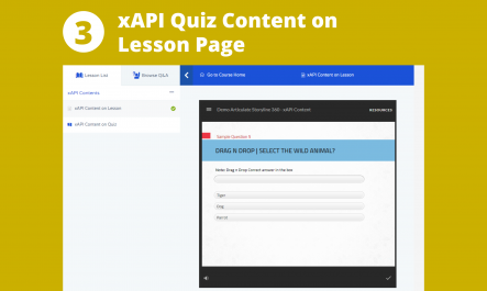 xAPI Content loaded on the lesson page.