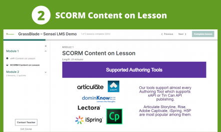 scorm content on lesson