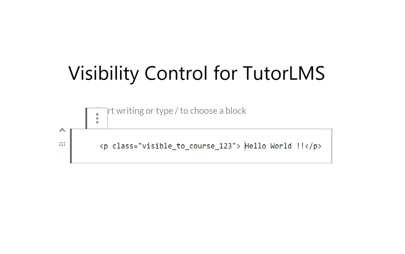 Visibility Control for TutorLMS HTML
