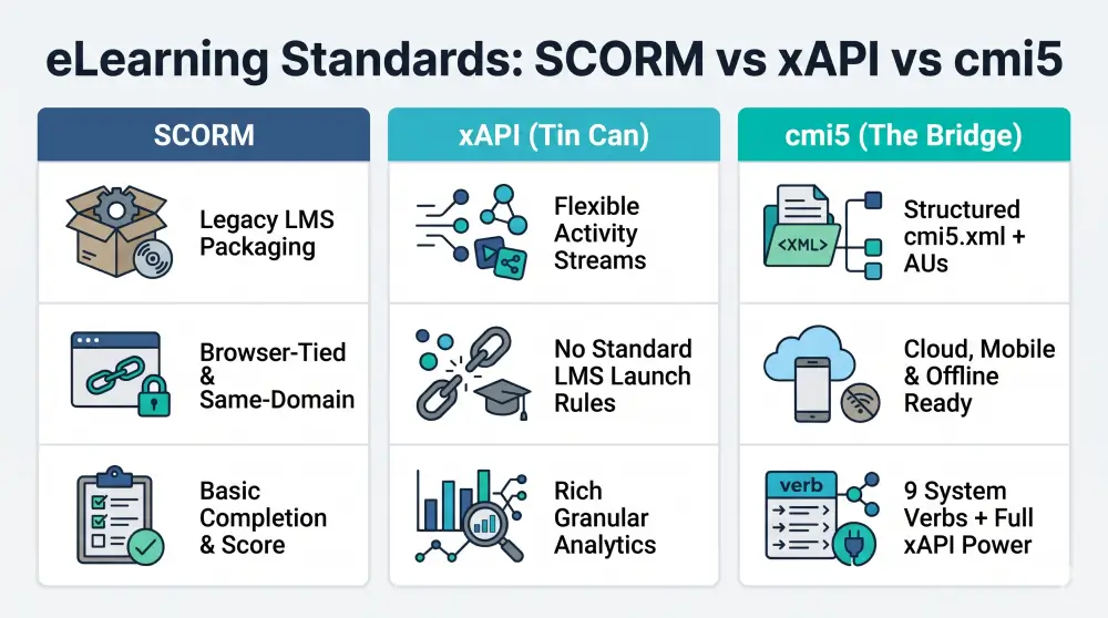 cmi5 comparison with other standards