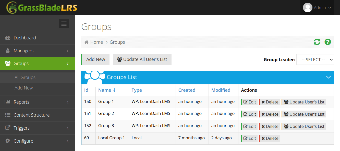 Groups Page
