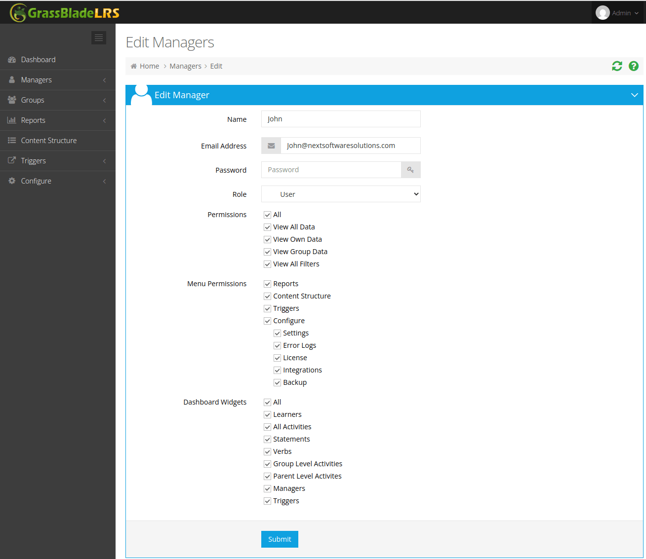 Manager Edit Page