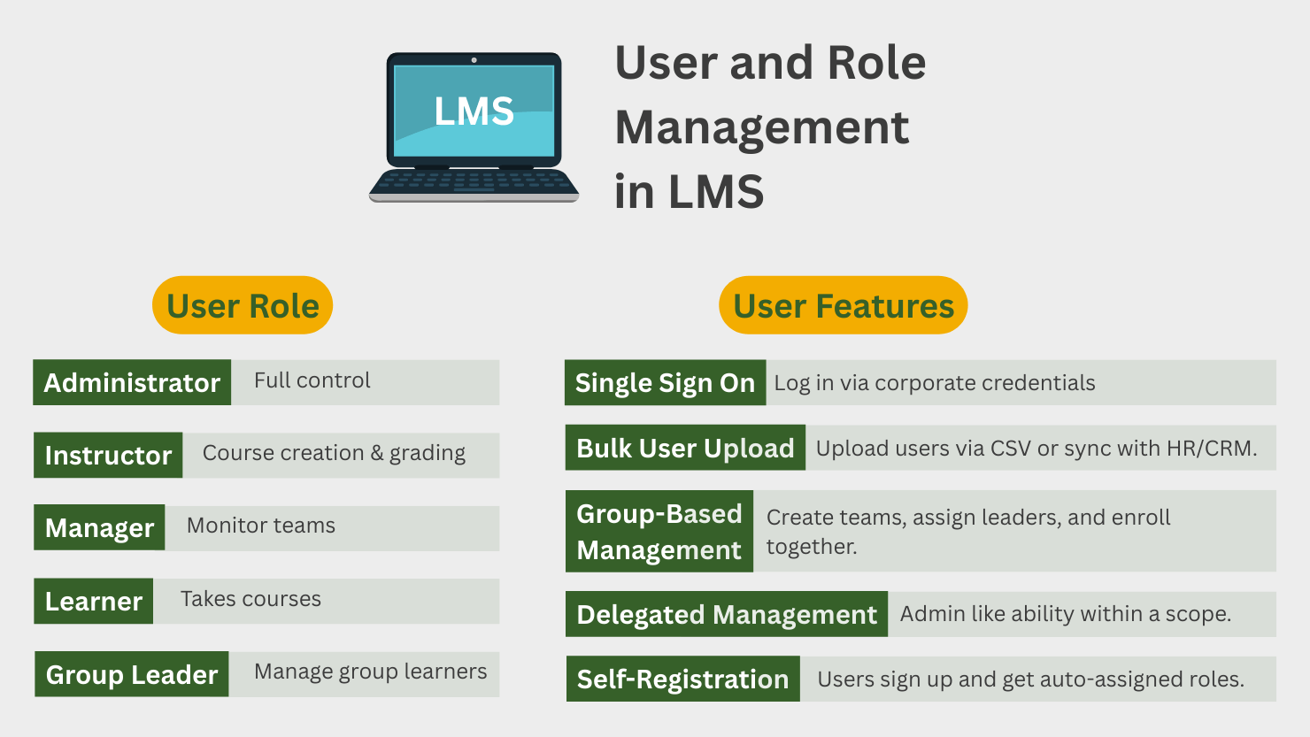 User and Role Management in LMS