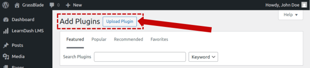 Upload Plugin Button