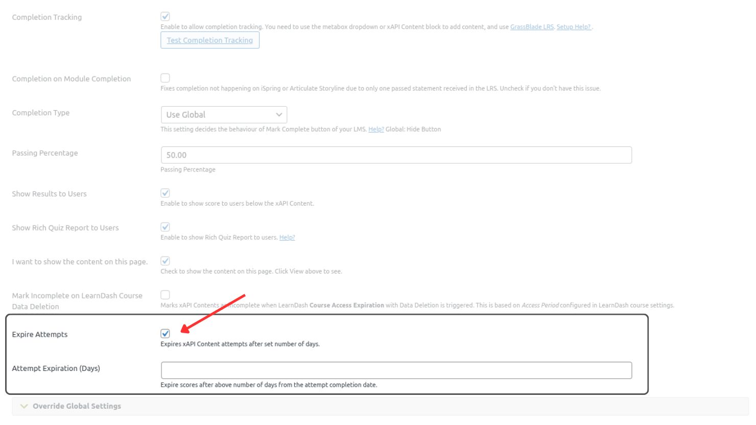 Expire Attempt of xAPI Content Image