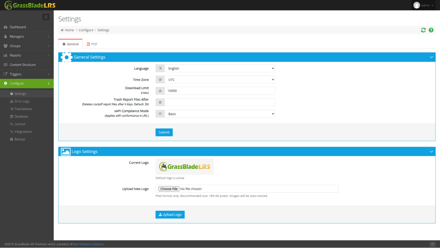 Settings Page