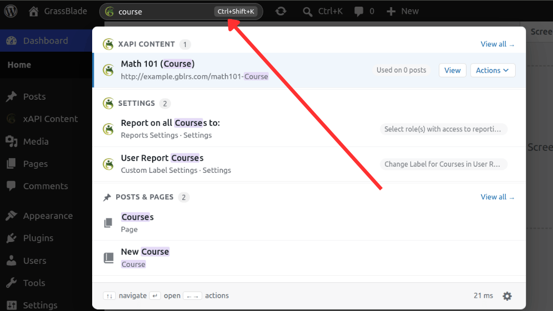 GrassBlade xAPI Companion Global Search