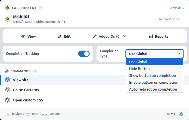 xAPI Companion Global Search xAPI Content Actions